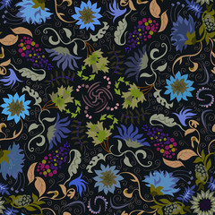 Traditional renaissances flower illustration seamless pattern