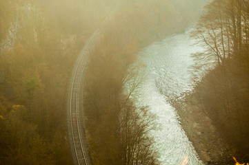 Railroad beside the river