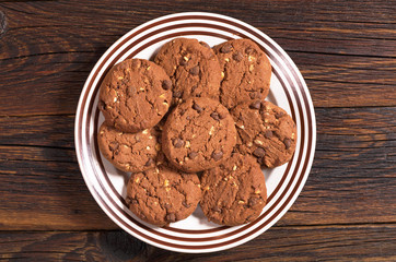 Chocolate cookies with nuts