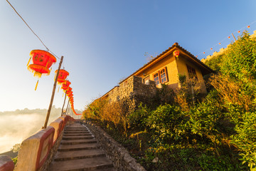 Sunrise scence of Ban Rak thai village in Mae Hong Son