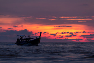 Thai longtail boat at sunset, Thailand - 132512971