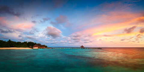 Fototapety  panorama świt krajobraz morze tropikalna wyspa Malediwy