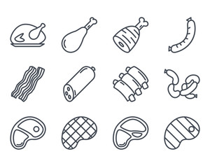 Meat Food Icon Outlined