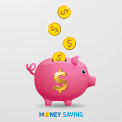 Saving money, money saving vector. Info-graphic inspire to drive your business project. Vector illustration. 