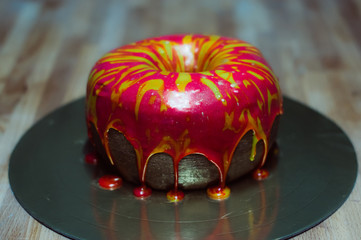 Cake like big donut with red fondant