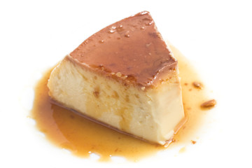 Milk Pudding. Brazilian Flan isolated on white background