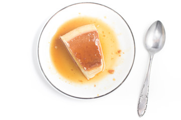 Milk Pudding. Brazilian Flan isolated on white background