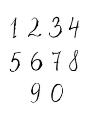 Set of original hand drawn vector numbers with irregular contours.Isolated on white background.