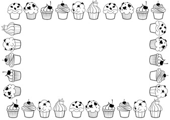 cupcake`s background - black and white - frame