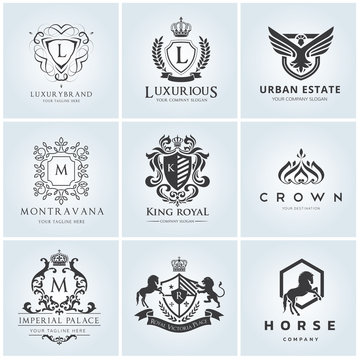 Crest logo collection. Hotel  horse  fashion  luxury  logo template.