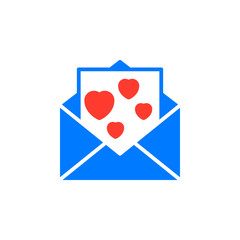 Envelope with love message, letter with hearts icon vector, filled flat sign, solid colorful pictogram isolated on white. Symbol, logo illustration