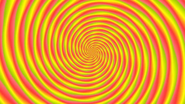 Animated abstract illustration of bright colorful spirals rotating on white background. Colorful animation, seamless loop