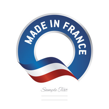 Made in France flag blue color label button banner