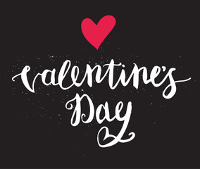 Happy Valentines Day Hand Drawing Pen Brush Lettering. Vector.