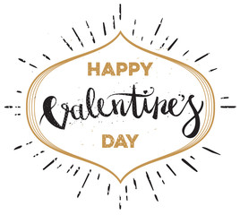 Happy Valentines Day Hand Drawing Pen Brush Lettering. Vector.