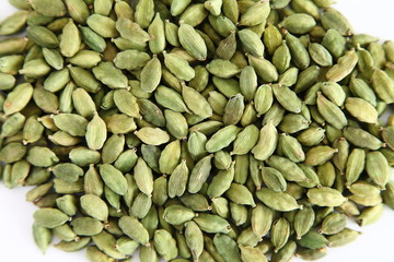Fresh dried green cardamon seeds spice