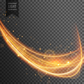 dynamic gold wave with sparkles on transparent background