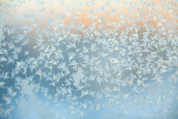 beautiful winter texture patterns of frost on window