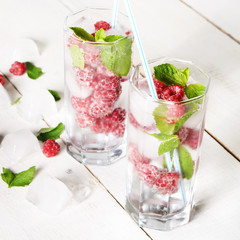 Raspberry Fruit Water with ice