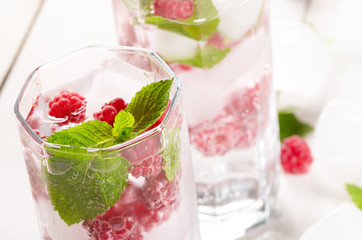 Raspberry Fruit Water with ice