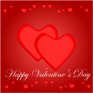 Happy Valentine's Day lettering Greeting Card on red background, 