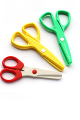 Children's craft scissors on a white background