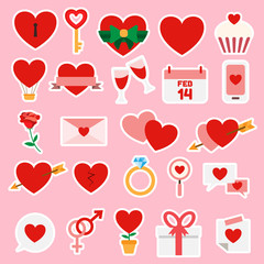 Set of Valentine's and Wedding icons, Design Elements. Heart , Love , Dating and Relationship. Vector illustration.