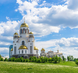 Fototapeta na wymiar Church on Blood in Honor of All Saints Resplendent in Russia, Yekaterinburg