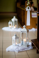 Beautiful church decorated for wedding ceremony