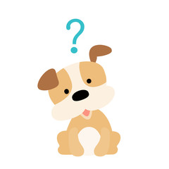 Fototapeta premium Little dog wondering cartoon character vector