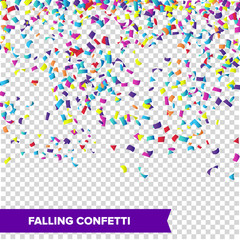 Confetti Falling Vector. Bright Explosion Isolated On White. Background For Birthday, Anniversary, Party, Holiday Decoration.