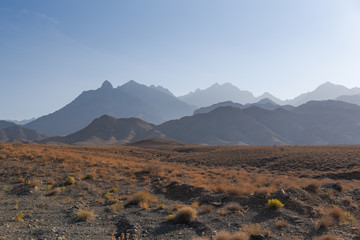 Stone desert and mountain landscape in Iran