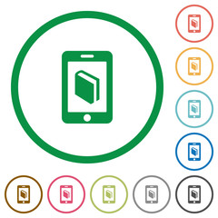 E-book flat icons with outlines