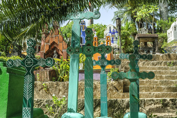 sight of a Mexican traditional cemetery close to Playa del  Carmen, quintana Roo, Mexico