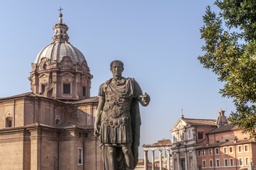Fototapeta premium Statue of Julius Caesar, Imperial Forums, Rome, Italy