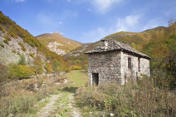 Autumn in remote mountain village 