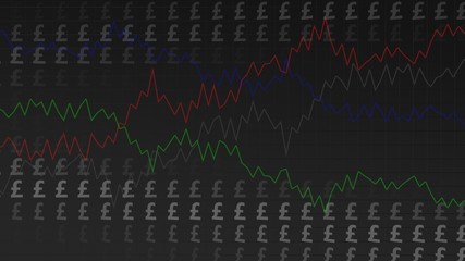 Naklejka premium Dark Background with Dollars and Graphs, useful as Background for financial, business and other applications (3d rendering) 