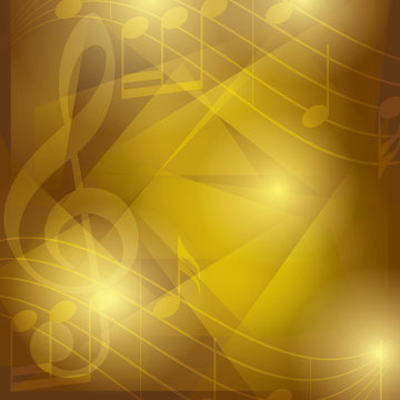 dark golden music background with abstractions - vector