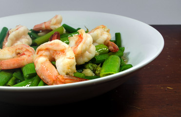 Thai healthy food stir-fried vegetable with shrimp