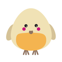 Cute kawaii robin character. Children style, vector illustration