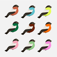 Naklejka premium Vector Set Cartoon Birds