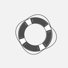 vector illustration of the lifebuoy in black and white