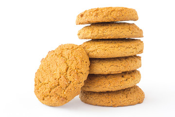 Round shortbread biscuit  white background