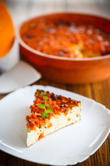 curd pudding with chunks of pumpkin inside