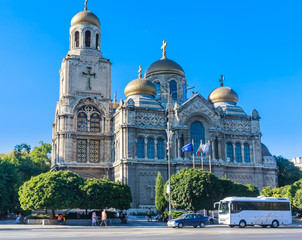Main Orthodox Cathedral of Varna city in Bulgaria - obrazy, fototapety, plakaty