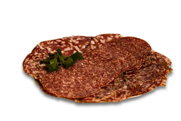 Dish with salami