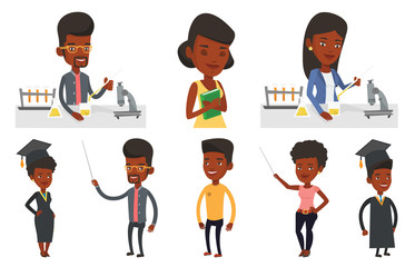 Vector set of student characters.