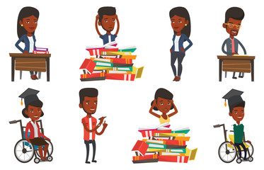 Vector set of student characters.