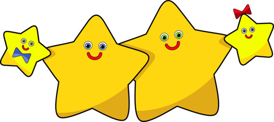 Funny vector image of the family of stars