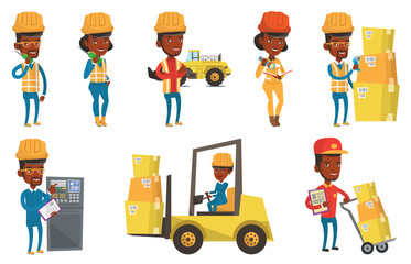 Vector set of industrial workers.